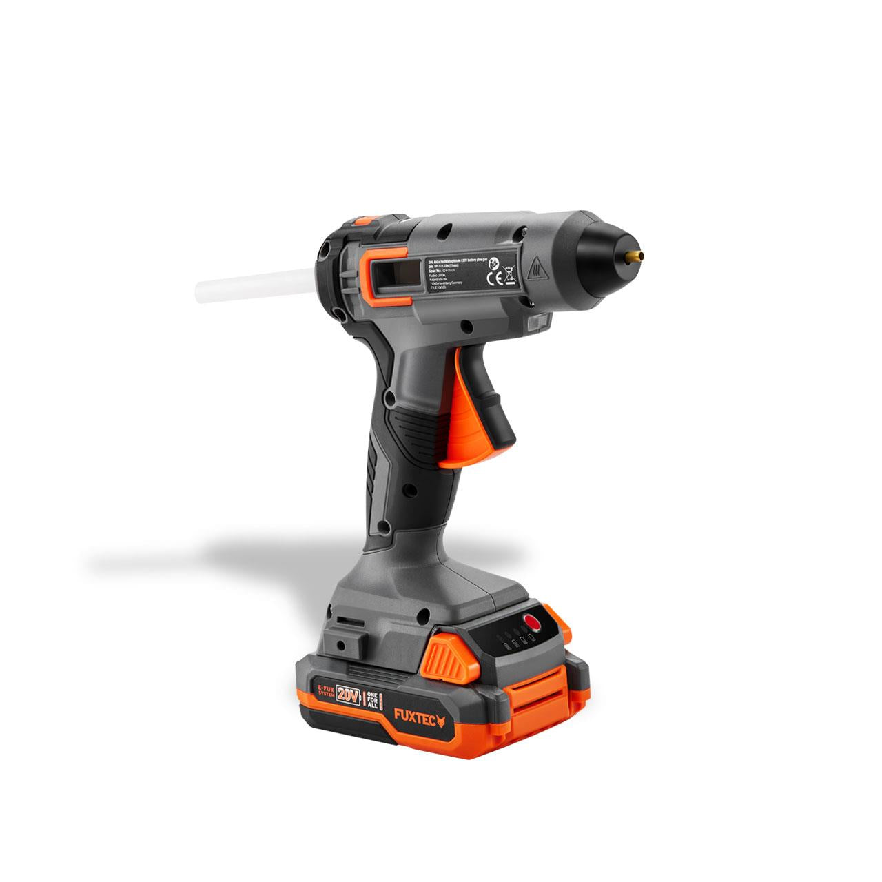 FUXTEC 20V snoerloos lijmpistool FX-E1GG20 SET - met 1x oplaadbare batterij 2Ah, 1x lader 2,4A