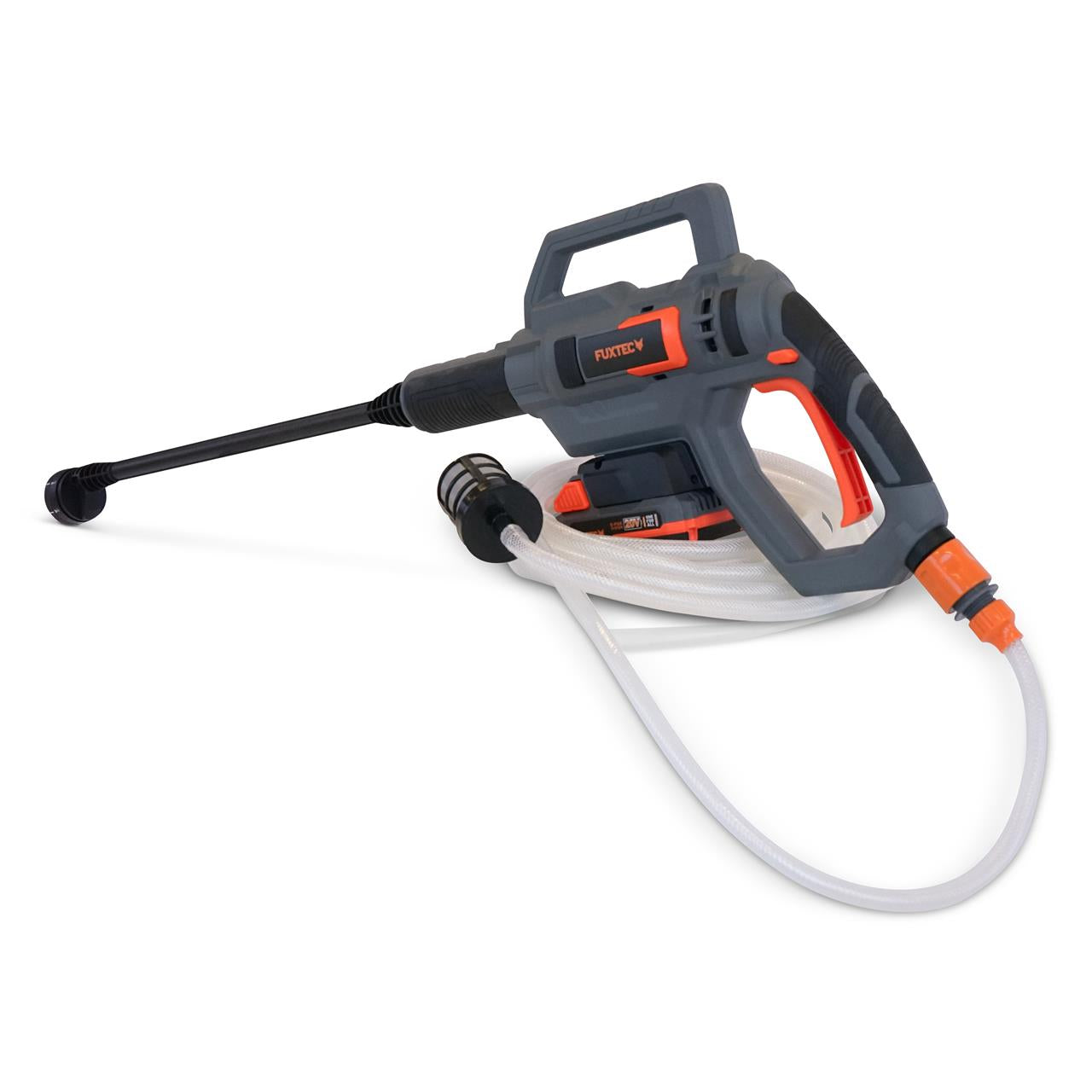 FUXTEC hogedrukreiniger accu 20V - set met batterij (2Ah) en lader (1A) & accessoires