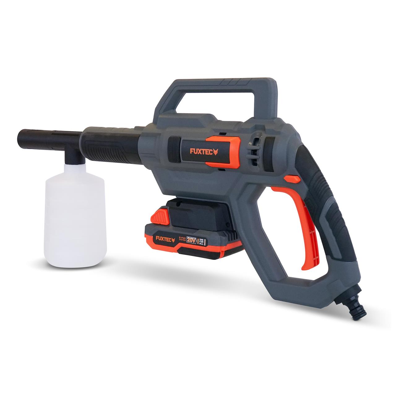 FUXTEC hogedrukreiniger accu 20V - set met batterij (2Ah) en lader (1A) & accessoires