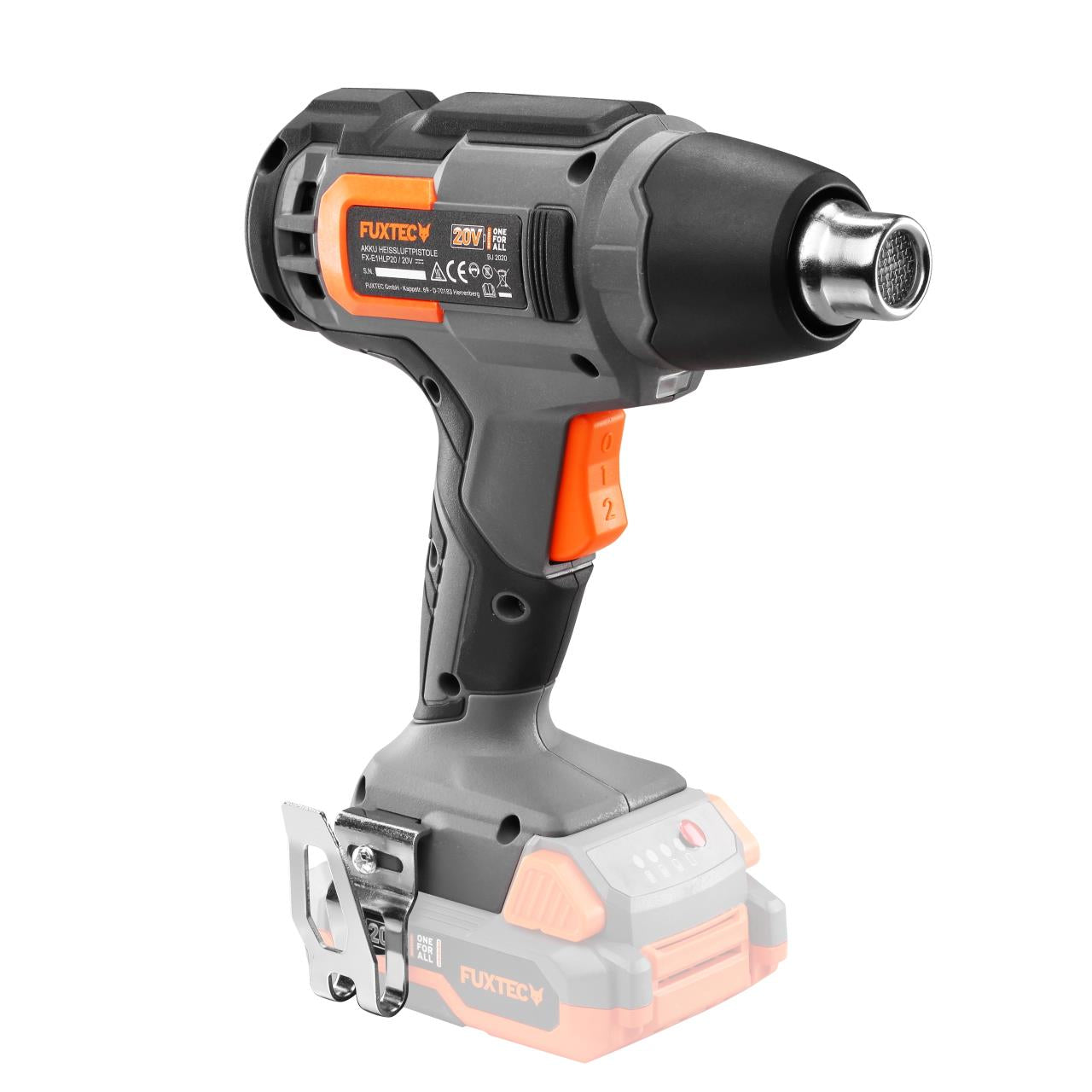 FUXTEC heteluchtpistool accu 20V - heatgun - set met batterij (2Ah) en lader (1A)
