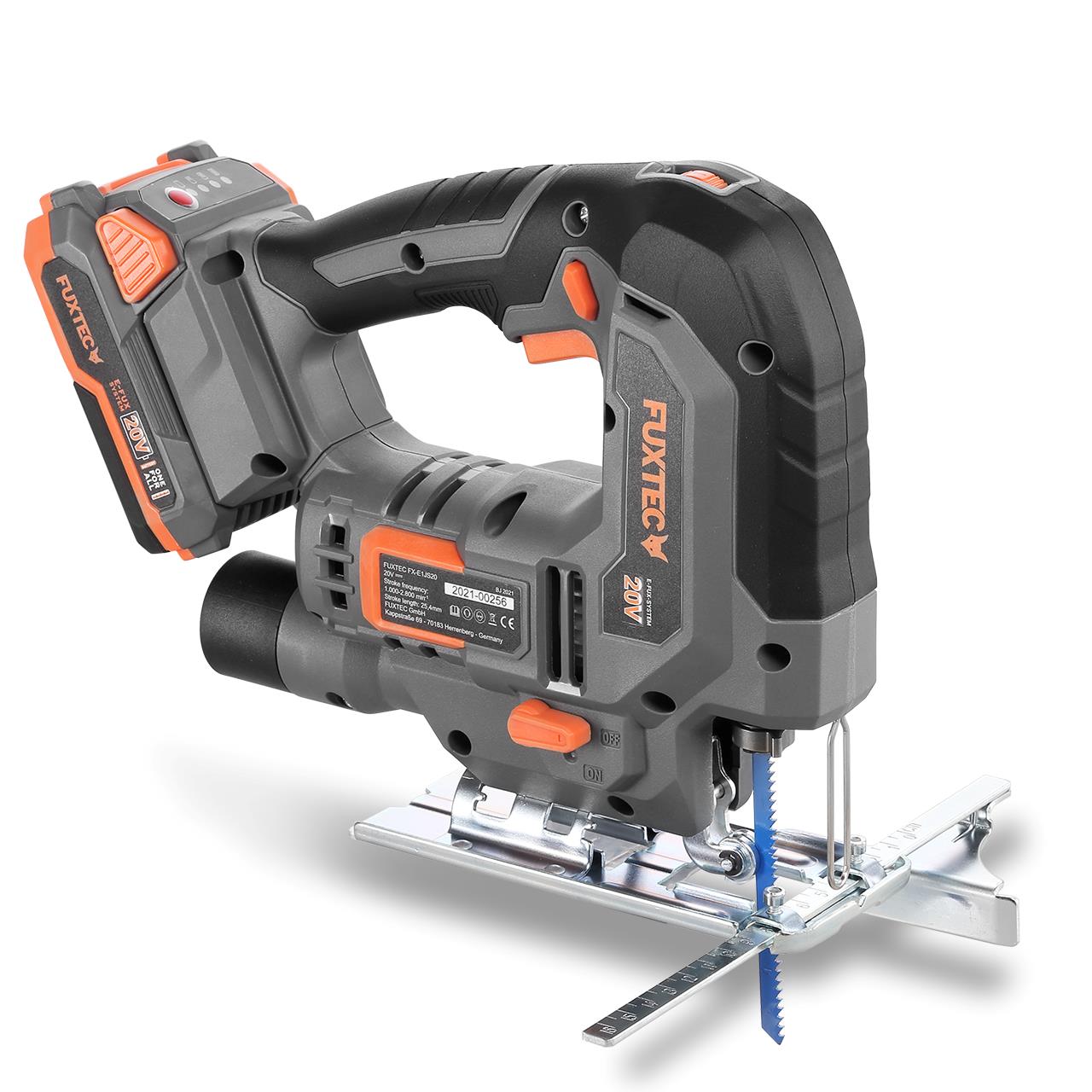 FUXTEC 20V accu decoupeerzaag FX-E1JS20 SET met 1 x accu 2Ah, 1 x lader 1A