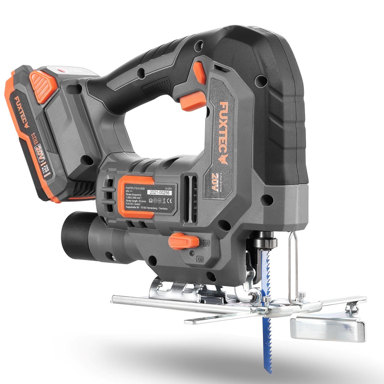 FUXTEC 20V accu decoupeerzaag FX-E1JS20 SET met 1 x accu 2Ah, 1 x lader 1A