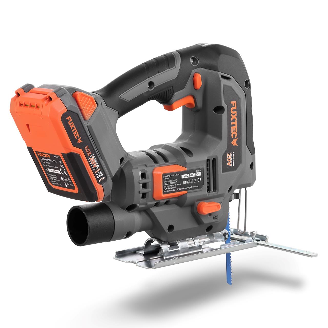 FUXTEC 20V accu decoupeerzaag FX-E1JS20 SET met 1 x accu 2Ah, 1 x lader 1A