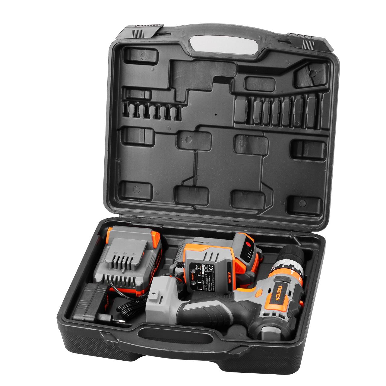 FUXTEC schroefboormachine accu 20V - klopboormachine - accuboormachine - schroevendraaier - set incl. 2 batterijen en lader FX-E1SBS20