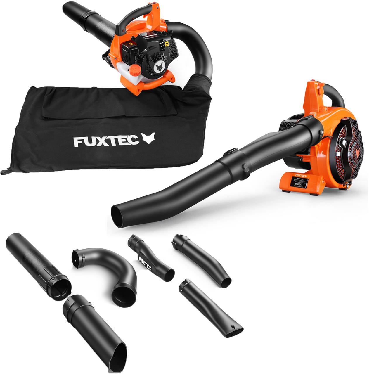 FUXTEC FX-LBS126 4-in-1 bladzuiger, bladblazer, bladversnipperaar incl. twee blaaspijpen