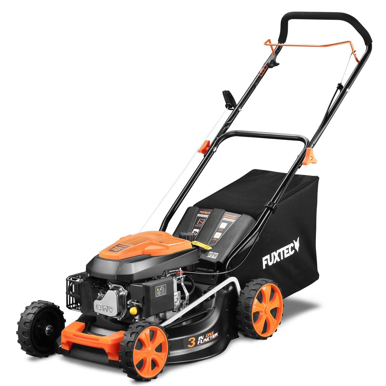 FUXTEC Grasmaaier Benzine - 46 cm - Duwmaaier - Mulchfunctie - Opvangbak 50L - FX-RM4646ECO