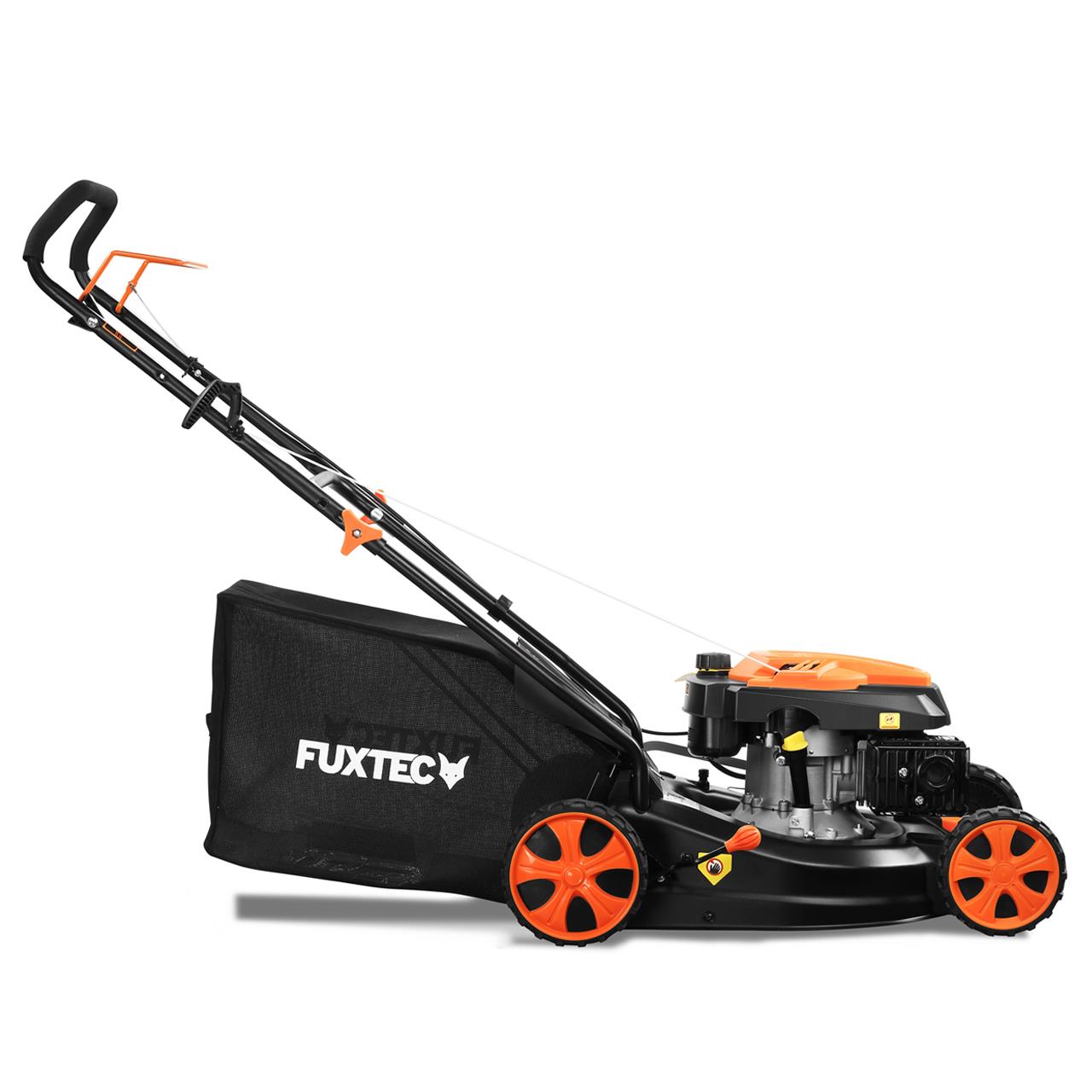 FUXTEC Grasmaaier Benzine - 46 cm - Duwmaaier - Mulchfunctie - Opvangbak 50L - FX-RM4646ECO