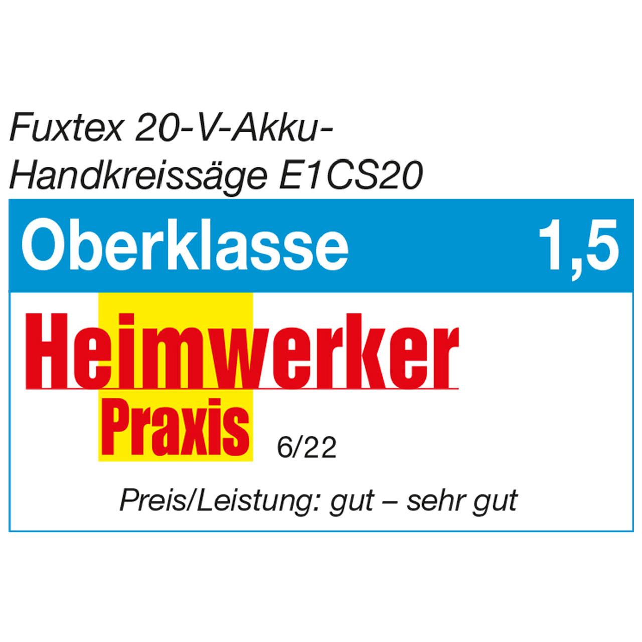 FUXTEC 20V accu handcirkelzaag FX-E1CS20 SET met 1 x accu 4Ah, 1 x lader 1A