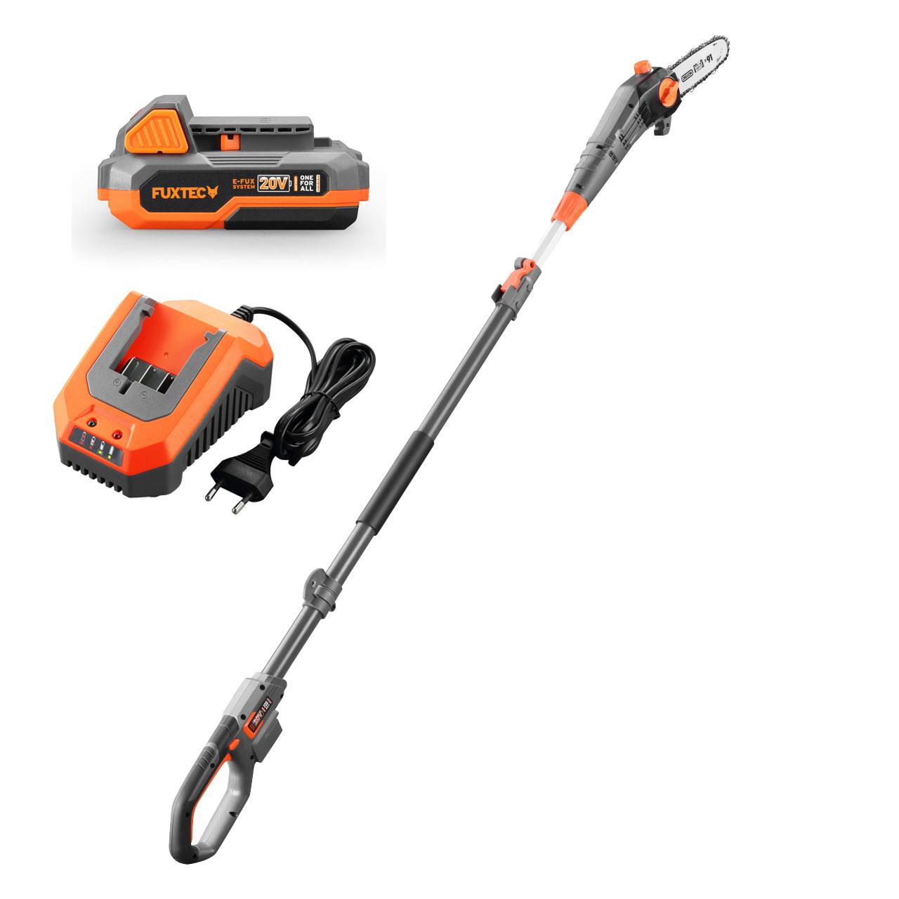 FUXTEC kettingzaag accu 20V - telescopisch - SET met batterij (2Ah) en lader (1A)