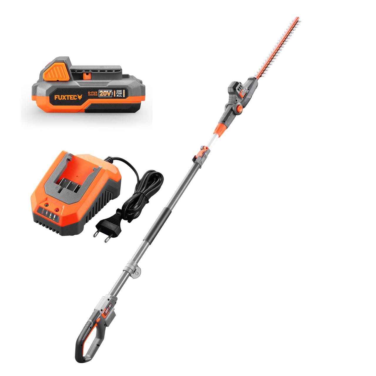 FUXTEC heggenschaar accu 20V - telescopisch - SET met batterij (2Ah) en lader (1A)