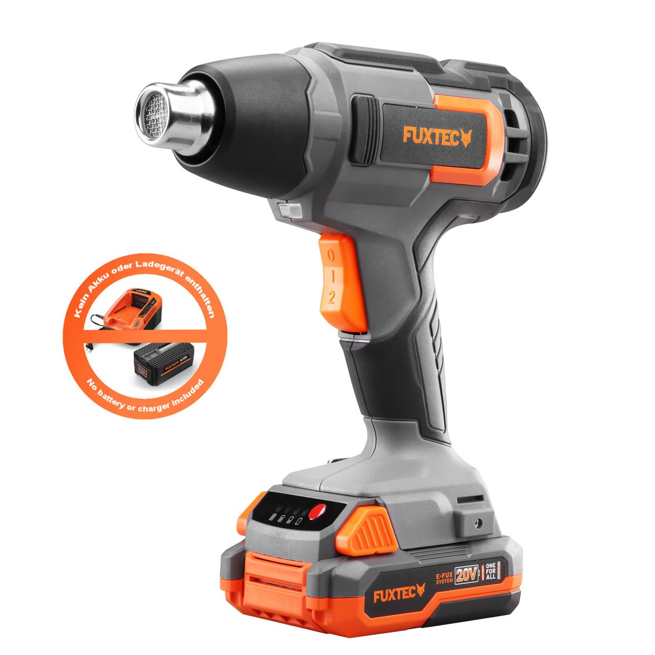 FUXTEC heteluchtpistool accu 20V - heatgun - (geleverd zonder batterij en lader)