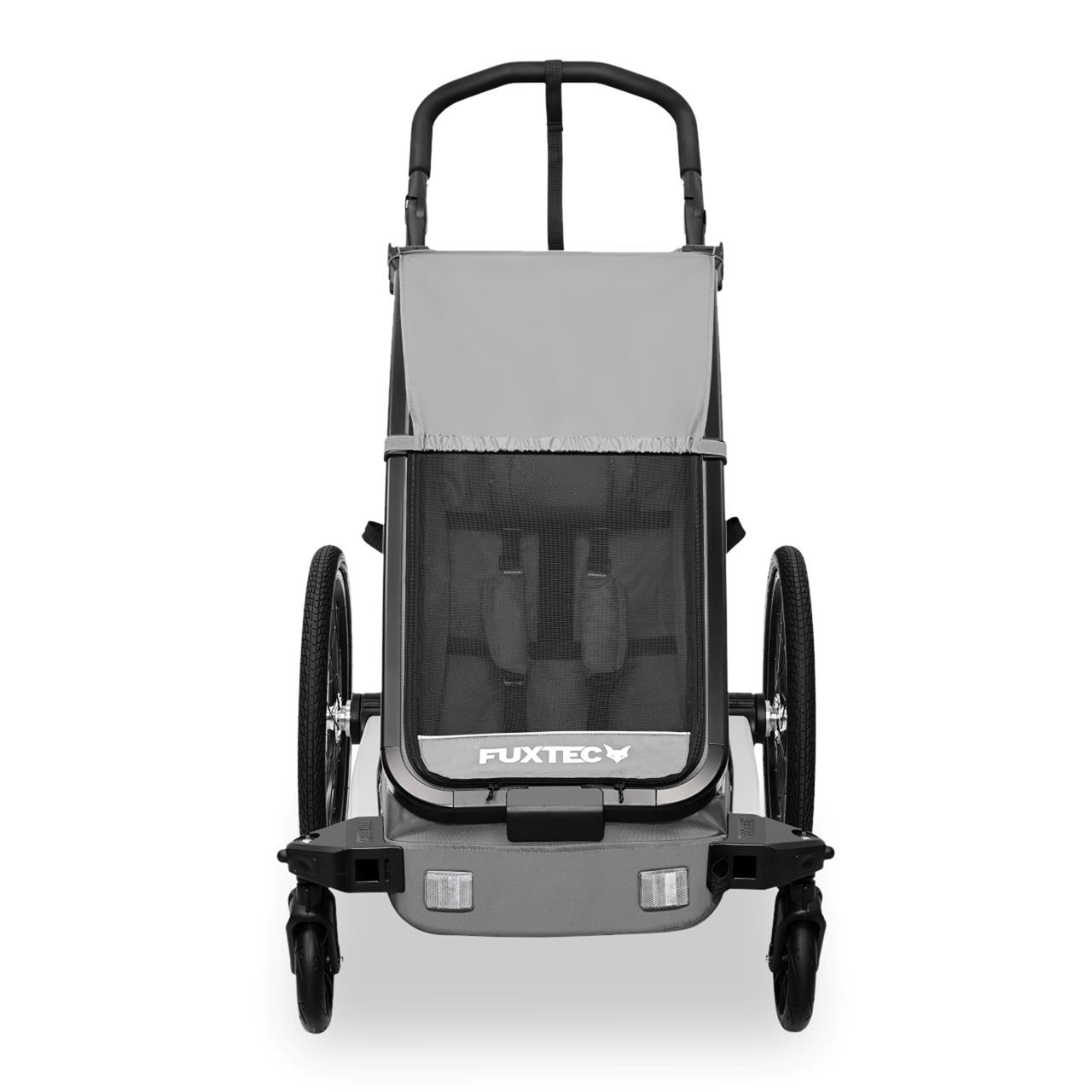 FUXTEC Fahrradanhänger FX-FA1S grau mit Joggerrad