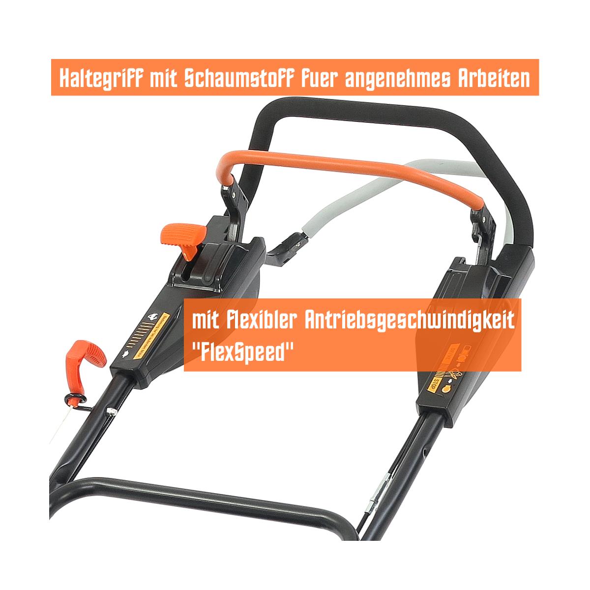 FUXTEC Grasmaaier Benzine - 51cm - Zelfrijdend / Zelftrekkend / Achterwielaandrijving - Mulchfunctie - Opvangbak 60L - FX-RM5196PRO