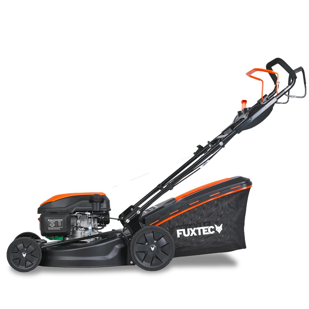 FUXTEC Grasmaaier Benzine - 51cm - 4-takt - 170cc - zelfrijdend / zelftrekkend /achterwielaandrijving - Mulchfunctie - Opvangbak 60L - FX-RM5170PRO