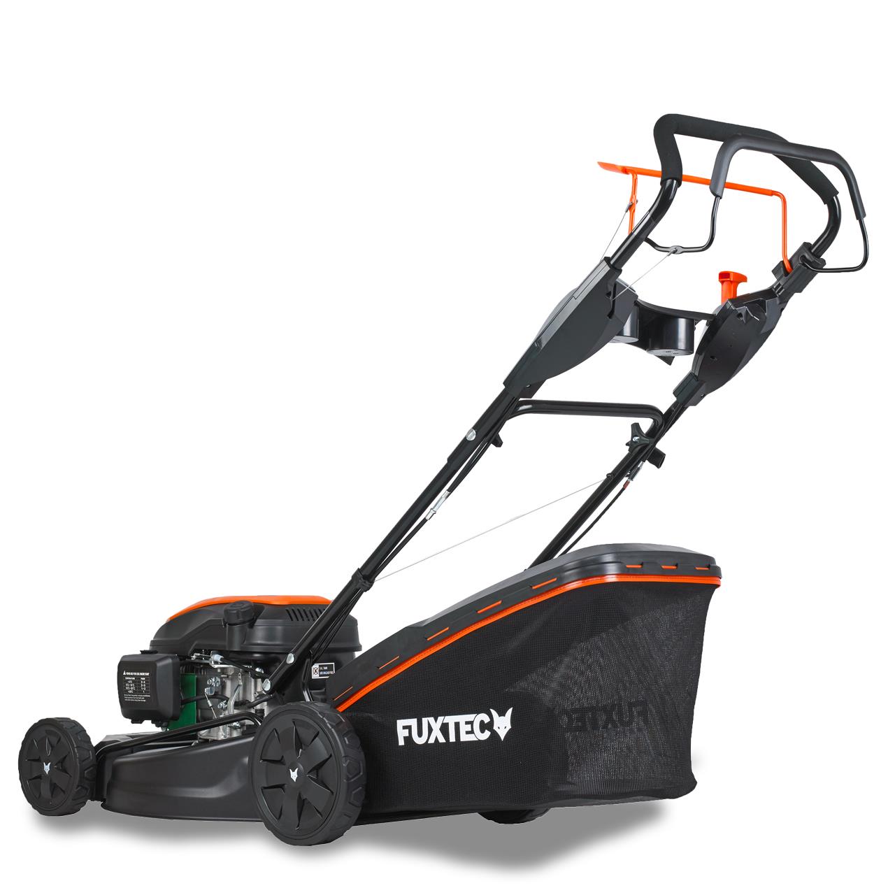 FUXTEC Grasmaaier Benzine - 51cm - 4-takt - 170cc - zelfrijdend / zelftrekkend /achterwielaandrijving - Mulchfunctie - Opvangbak 60L - FX-RM5170PRO