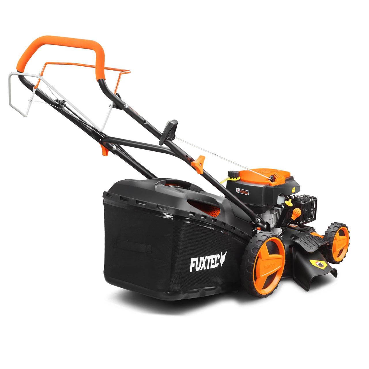 FUXTEC Grasmaaier Benzine - 51cm - Zelfrijdend / Zelftrekkend / Achterwielaandrijving - Mulchfunctie - Opvangbak 60L - FX-RM5196