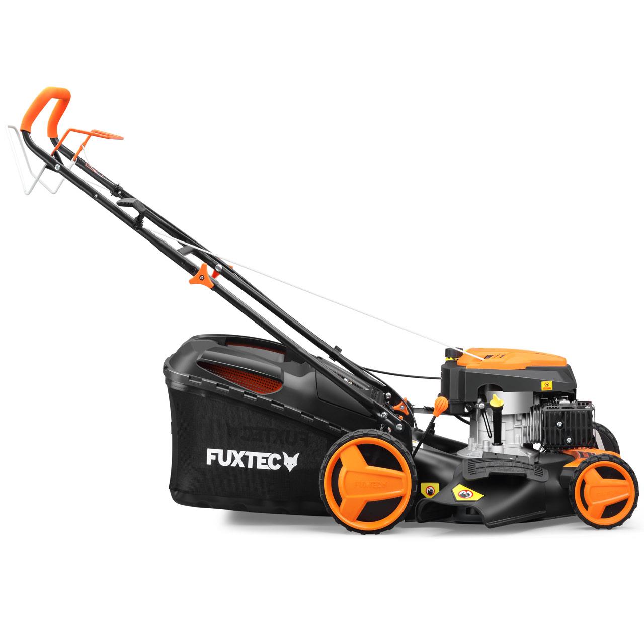 FUXTEC Grasmaaier Benzine - 51cm - Zelfrijdend / Zelftrekkend / Achterwielaandrijving - Mulchfunctie - Opvangbak 60L - FX-RM5196