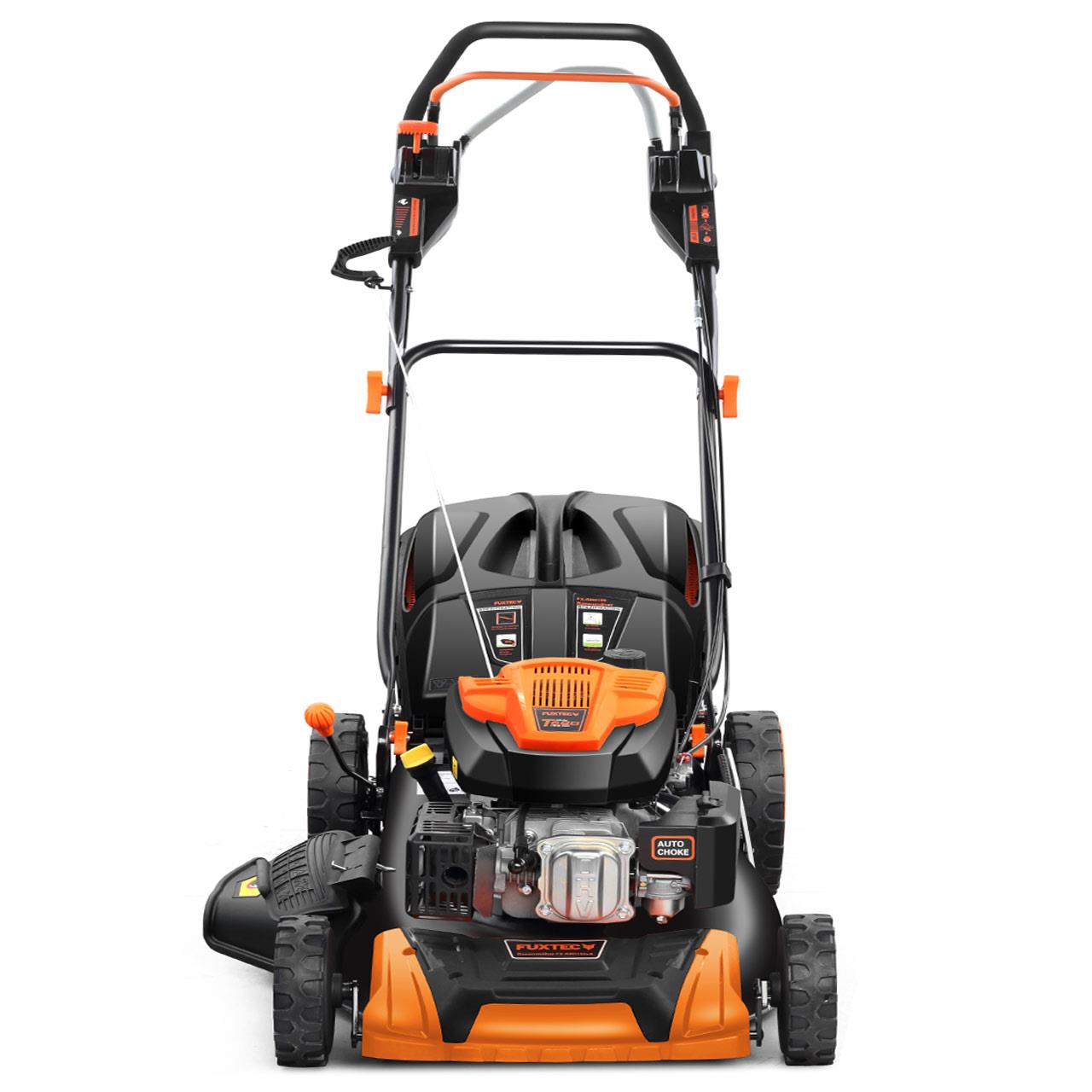 FUXTEC Grasmaaier Benzine - 51cm - Zelfrijdend / Zelftrekkend / Achterwielaandrijving - Mulchfunctie - Opvangbak 60L - FX-RM5196PRO