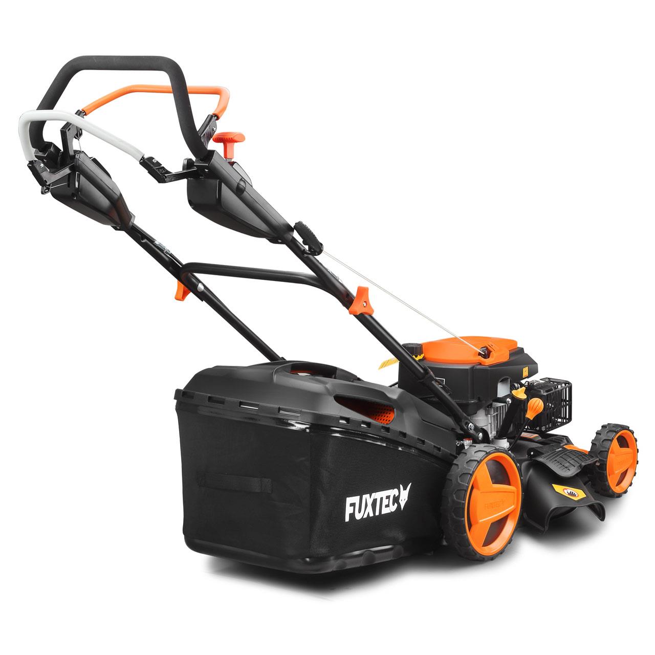 FUXTEC Grasmaaier Benzine - 51cm - Zelfrijdend / Zelftrekkend / Achterwielaandrijving - Mulchfunctie - Opvangbak 60L - FX-RM5196PRO