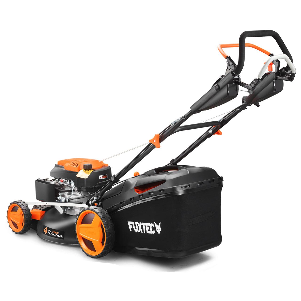 FUXTEC Grasmaaier Benzine - 51cm - Zelfrijdend / Zelftrekkend / Achterwielaandrijving - Mulchfunctie - Opvangbak 60L - FX-RM5196PRO