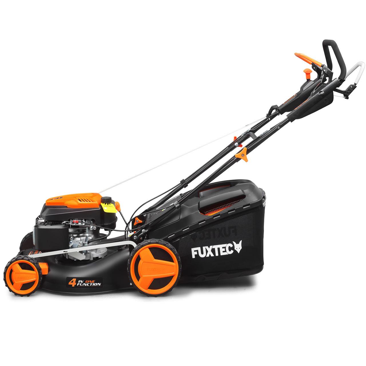 FUXTEC Grasmaaier Benzine - 51cm - Zelfrijdend / Zelftrekkend / Achterwielaandrijving - Mulchfunctie - Opvangbak 60L - FX-RM5196PRO