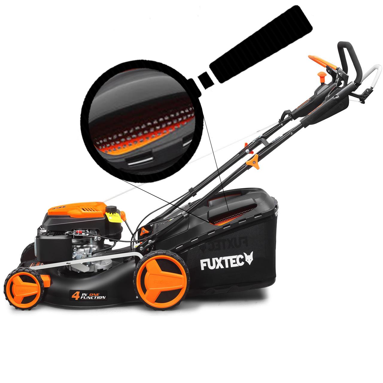 FUXTEC Grasmaaier Benzine - 51cm - Zelfrijdend / Zelftrekkend / Achterwielaandrijving - Mulchfunctie - Opvangbak 60L - FX-RM5196PRO