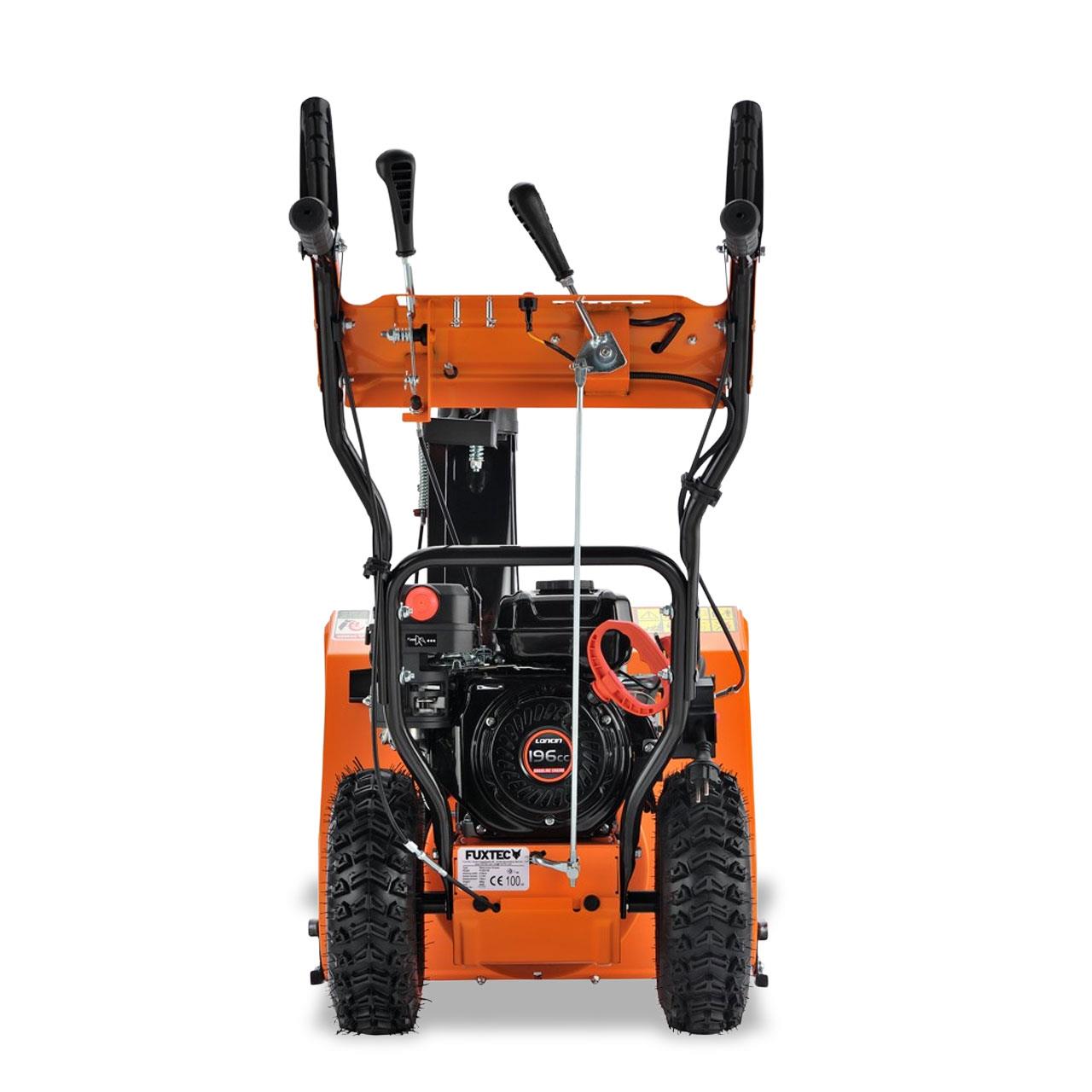 De FUXTEC sneeuwfrees FX-SF2196 heeft een motorvermogen van 5,5 pk en een werkbreedte van 61 cm.